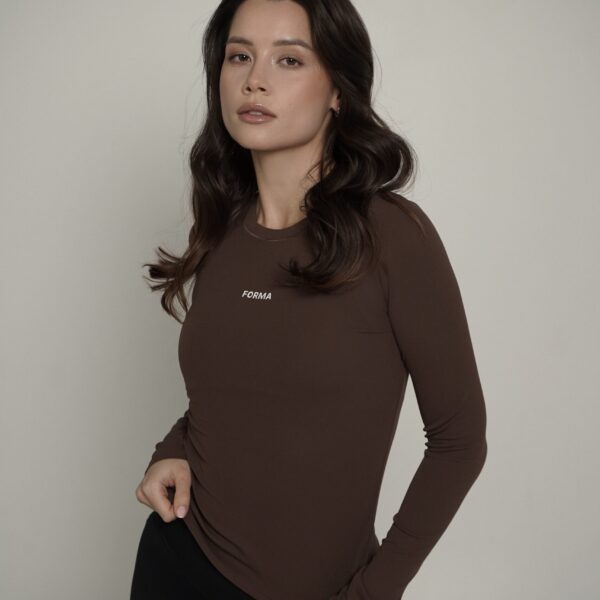 Long Sleeve Top- Coffee